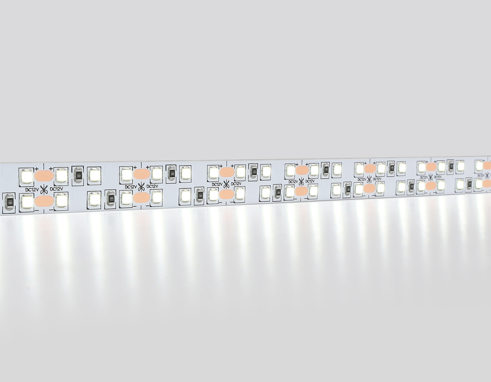 Светодиодная лента двухрядная GS1603 2835 240Led/ 19.2W m/ 12V IP20 6500K/ 5000*14*1.2mm/ кратность резки 25mm (2 конт.)