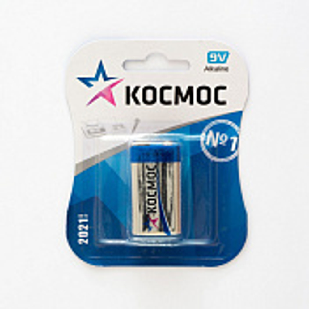 Батарейка 6LR61 Космос (9V) "Крона" Alkaline BL1 6F22
