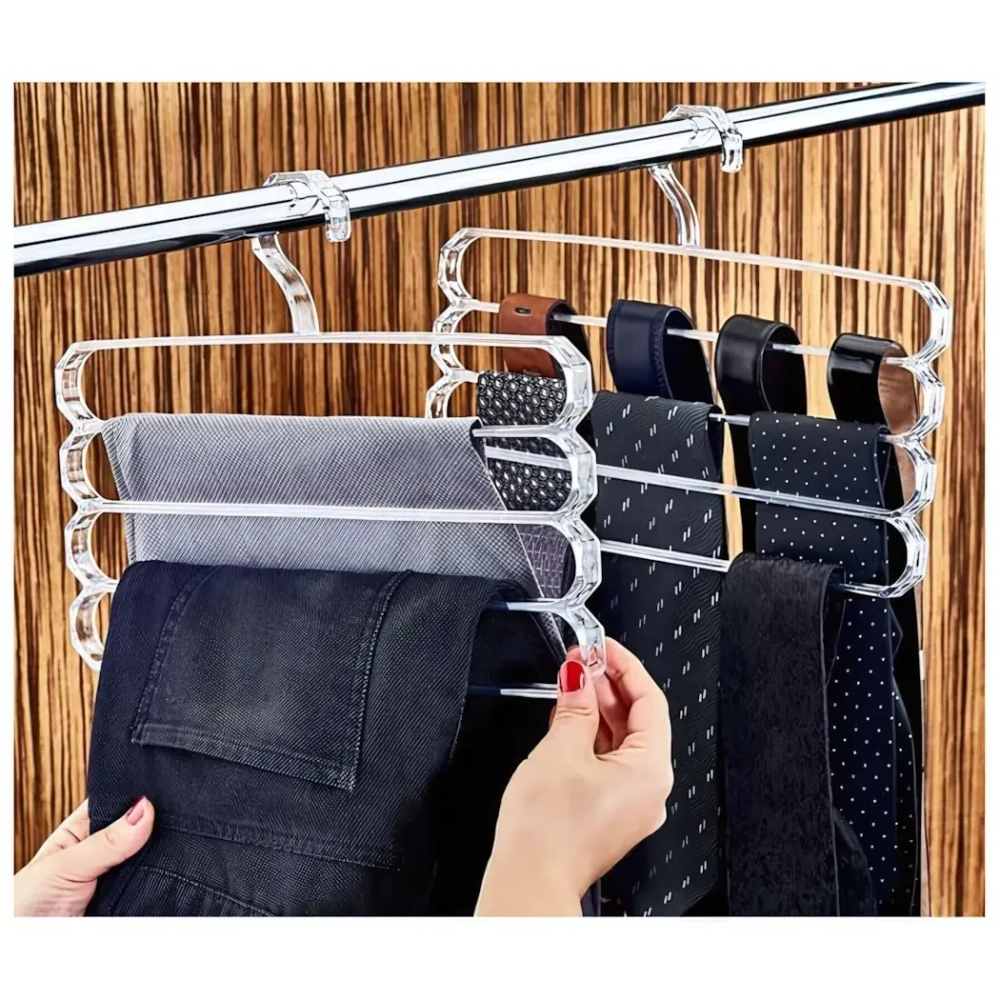 Вешалка для брюк многоуровневая, бесцветная, 3,5*25,2*1см