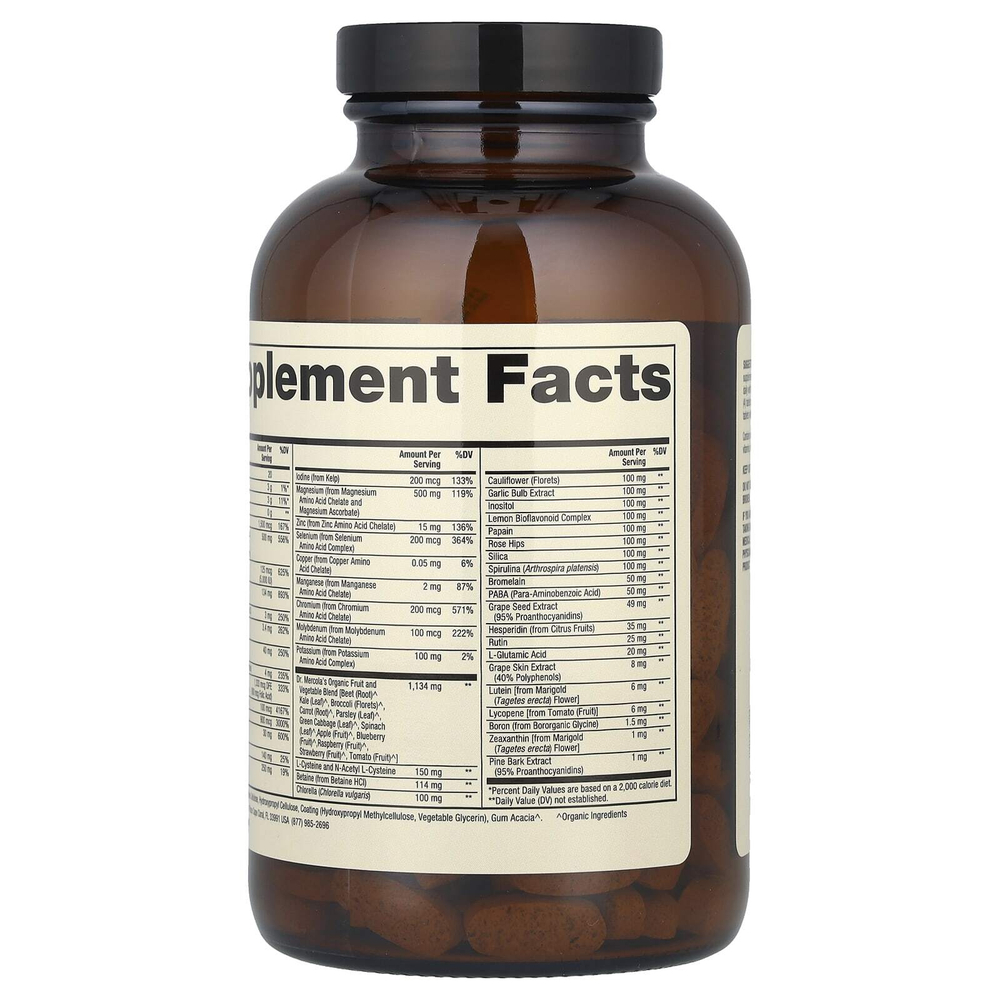Dr. Mercola, комплекс из цельных продуктов с мультивитаминами и необходимыми минералами, 240 таблеток