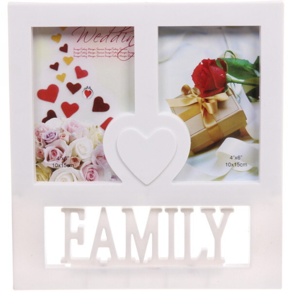 Фоторамка-коллаж 25*27см «Семья», цвет белый, на 2 фото, пластик