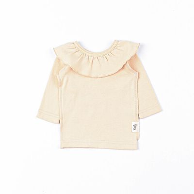 Ruffled long-sleeved T-shirt 0-3 months - Biscuit