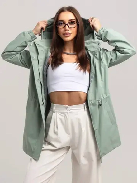 Ветровка с капюшоном удлиненная