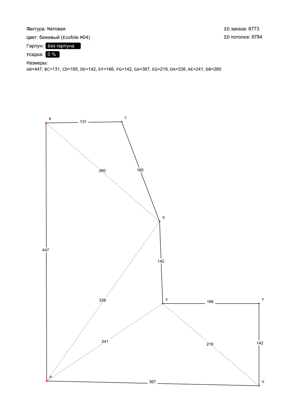 Матовый натяжной потолок 9.2 м2