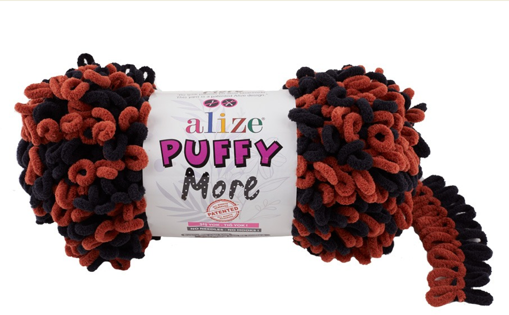 ALIZE &quot;PUFFY MORE&quot;, 100% Микрополиэстер, 150 гр, 11,5 м, 6262 чёрный/терракот