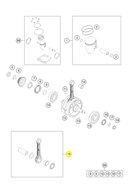 Шатунная сборка KTM, HQV, GASGAS EC-250/300