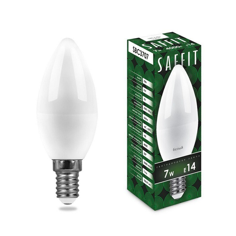 Лампа светодиодная. 7W 230V E14 6400K C37. SBC3707