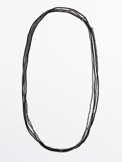 Massimo Dutti Набор из 2 длинных ожерелий со стразами, черный