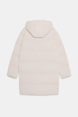 ZARA ПОЛУДЛИННЫЙ ВЕТРОЗАЩИТНЫЙ АНОРАК ИЗ ПРОРЕЗИНЕННОЙ ТКАНИ, ЭКРЮ