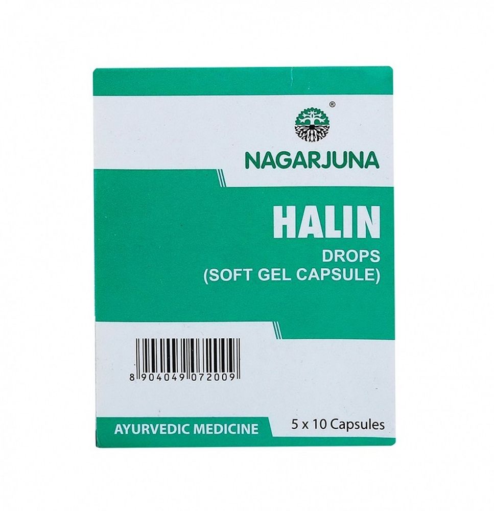 БАД Nagarjuna Halin Drops Халин при ОРВИ, гайморите, синусите, заложенности носа 50 капс