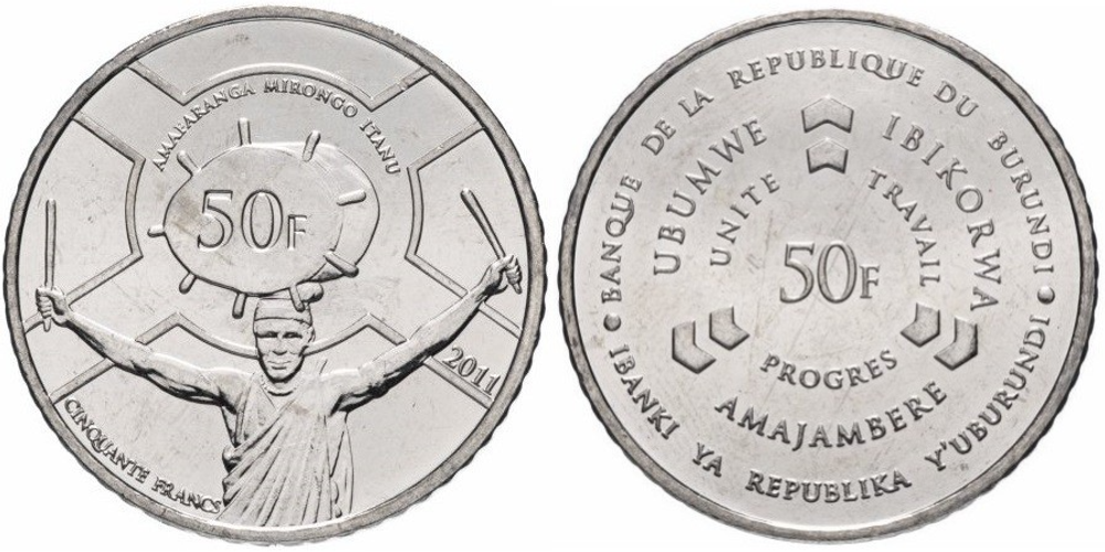 Бурунди 50 франков, 2011 - 2022 Барабан UNC