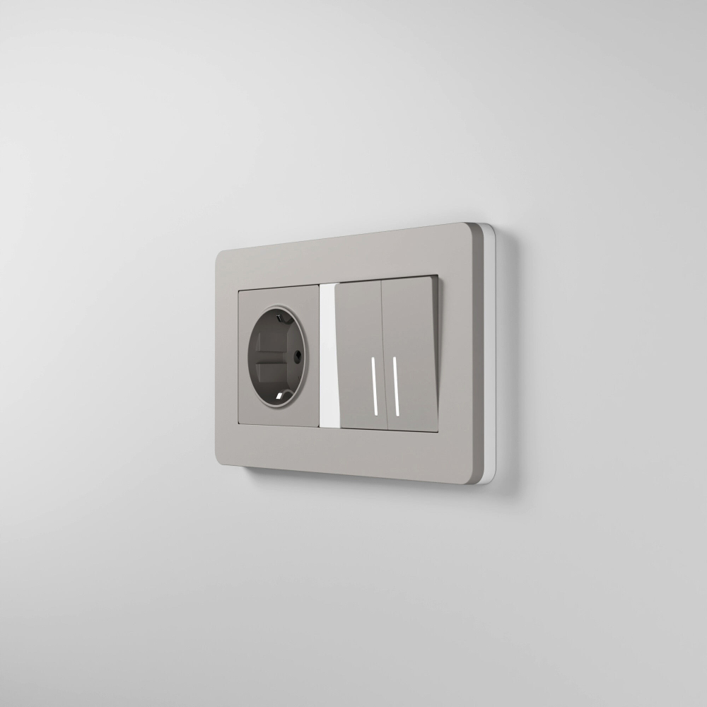 Рамка из поликарбоната на 2 поста Split дымчатый/белый, soft-touch W0023067