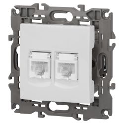 Розетка ЭРА Elegance 14-3108-01 информационная двойная 2хRJ45 IP20 белый | Эра Elegance