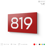 Номер на дверь 819, табличка на дверь для офиса, квартиры, кабинета, аудитории, склада, красная 120х70 мм, Айдентика Технолоджи