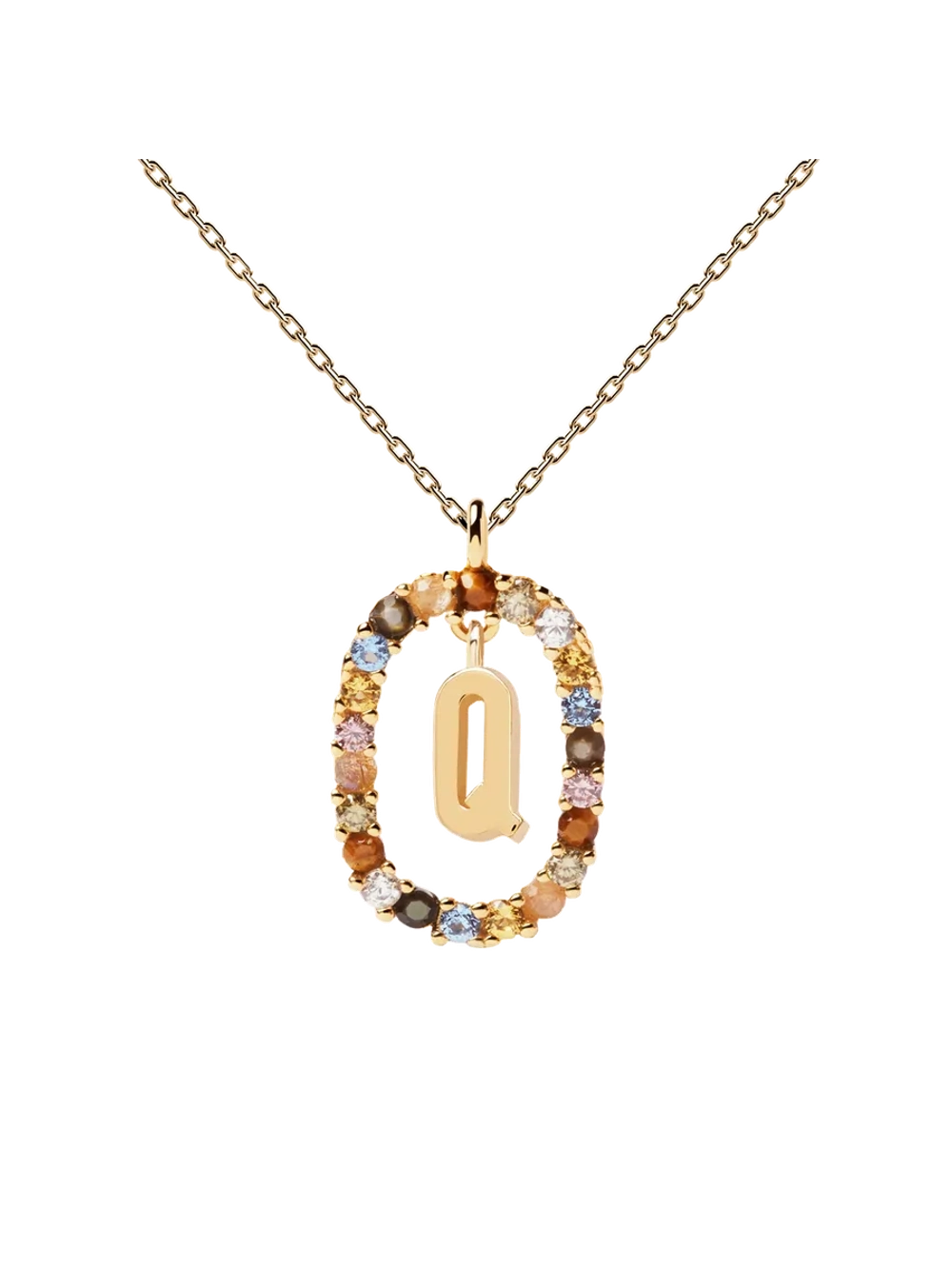 Колье Буква Q серебро 925 пробы покрытое золотом