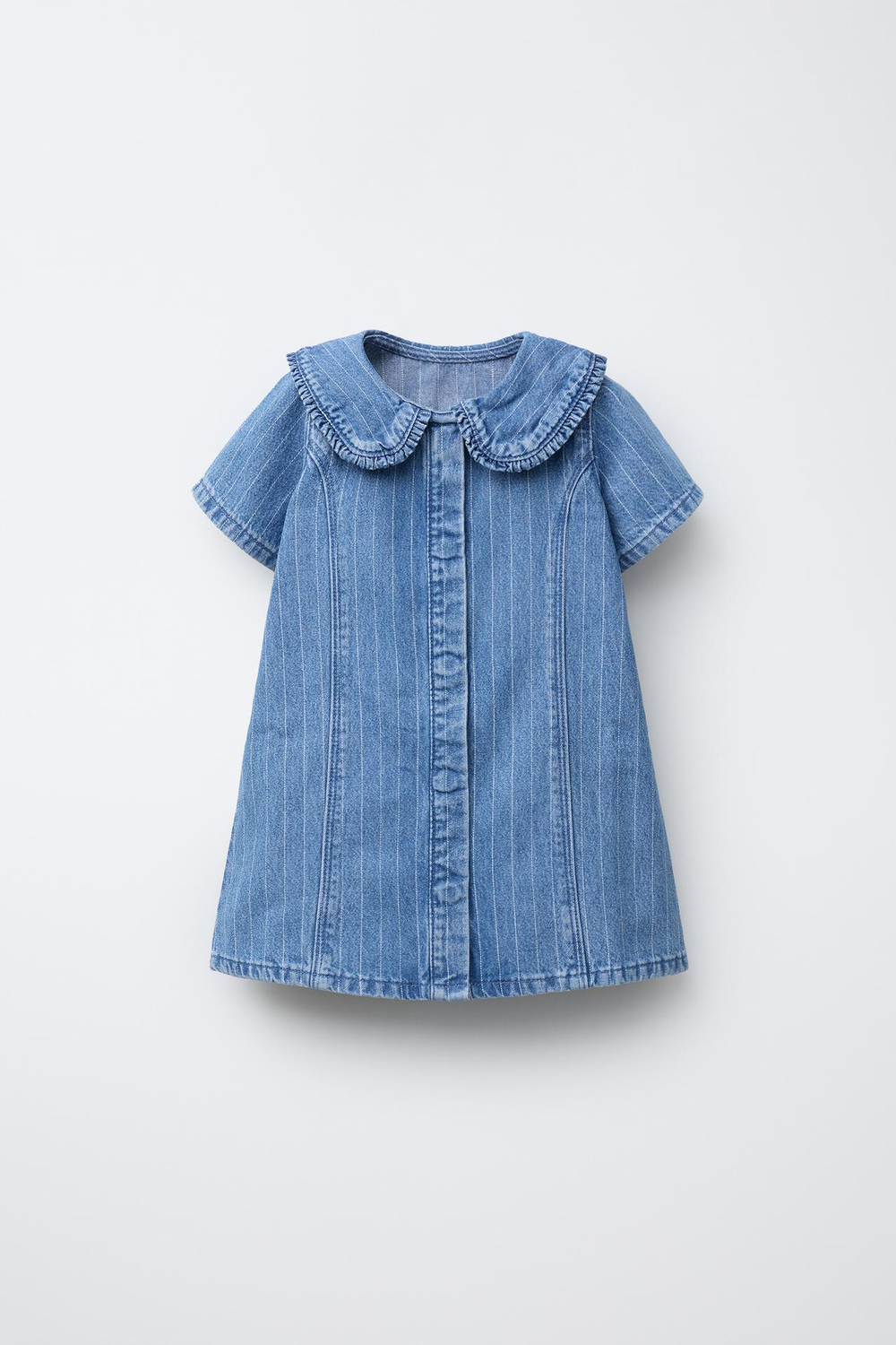 ZARA ДЖИНСОВОЕ ПЛАТЬЕ В ПОЛОСКУ, ВЫЦВЕТШИЙ СИНИЙ