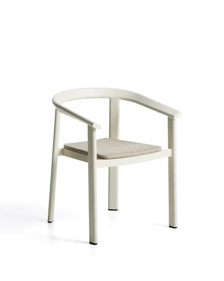 Уличный стул Erice из алюминия и шнура цвета экрю