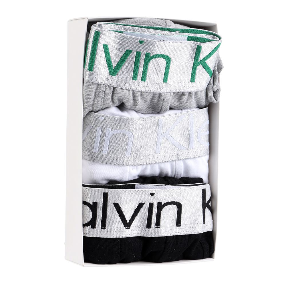 Мужские трусы боксеры набор 3в1 (серые, белые, черные) Calvin Klein