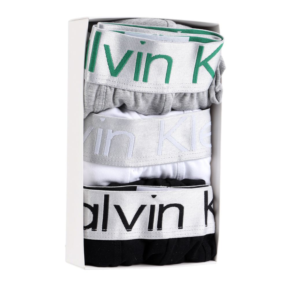 Мужские трусы боксеры набор 3в1 (серые, белые, черные) Calvin Klein