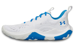 Under Armour Spawn 3 low-cut retro basketball shoes for men and women with the same white and blue