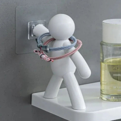 Полка настенная интерьерная Человечки на липучках 1 шт белая