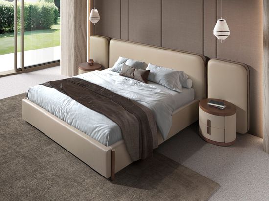 Кровать 7218 из экокожи цвета норки для матраса 180 х 200 см