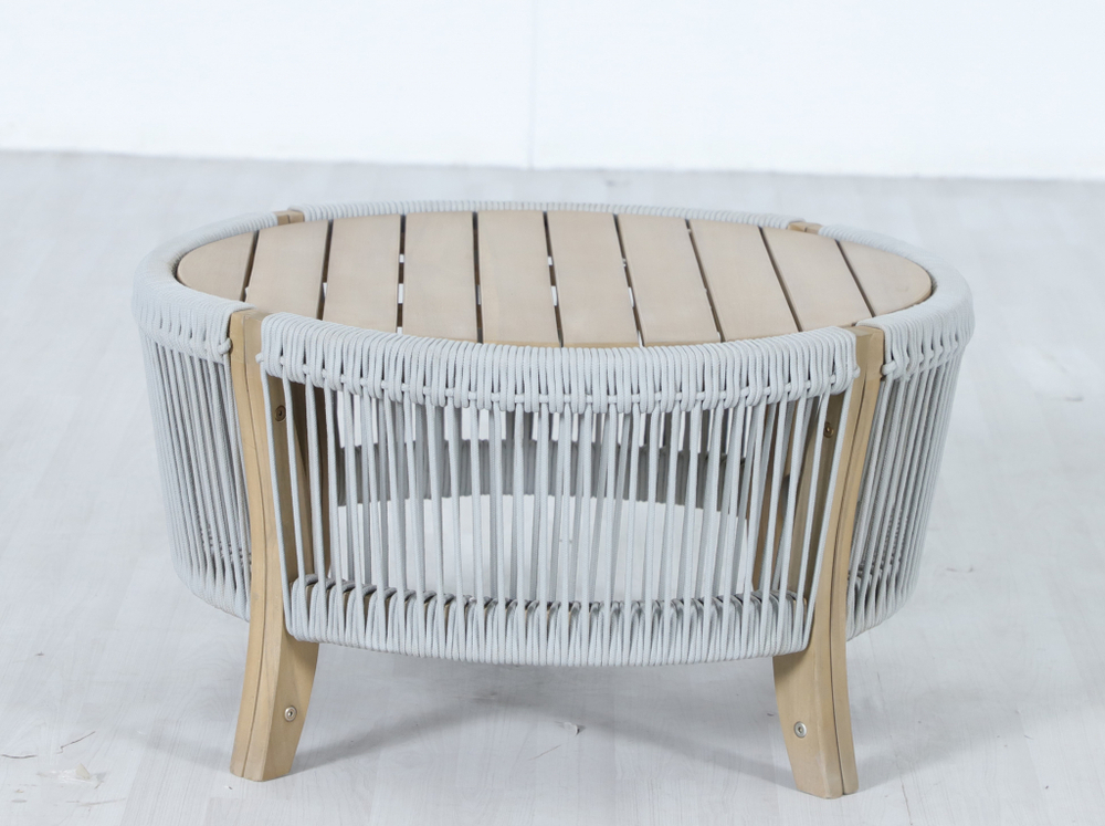 Комплект плетеной лаунж-мебели на 5 персон Tagliamento Veneto, светлый тик, серый