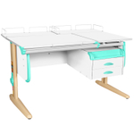 Растущая парта Дэми СУТ 25 с задними полками СУТ.15.210 и навесной тумбой (1200×880 мм)