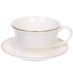 Чайная пара «Верона» (кружка 230мл, блюдце) белая с золотой каймой