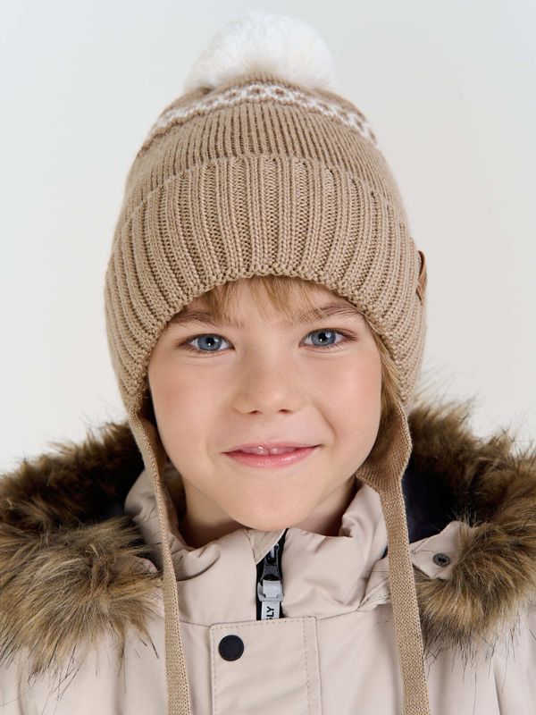 Шапка зимняя из смесовой шерсти с флисовым подкладом 