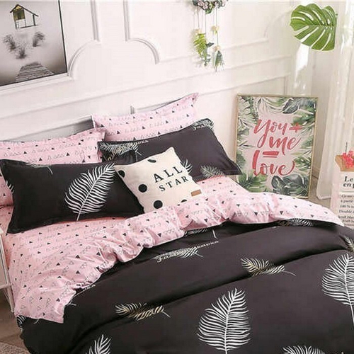 2-спальное постельное белье из сатина Коричневое с перьями