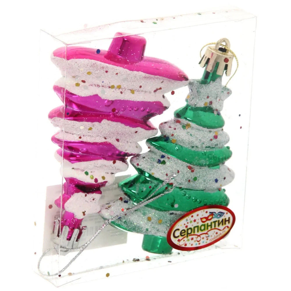 Ёлочные игрушки «Ёлочки яркие» 8см микс цветов (набор 2 шт)