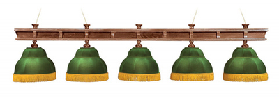 Лампа Президент 5пл. ясень (№7,бархат зеленый,бахрома желтая,фурнитура золото)