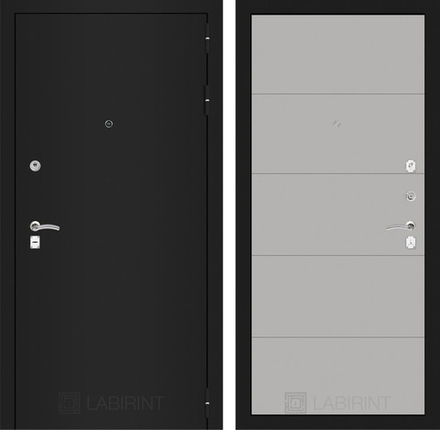 Входная металлическая дверь Лабиринт Classic (Классик) шагрень черная 13 - Серый Софт