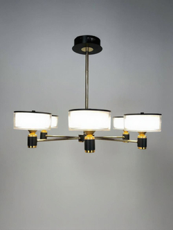 Люстра потолочная светодиодная Lanbos, 6 LED ламп 8 Вт, черная с золотом