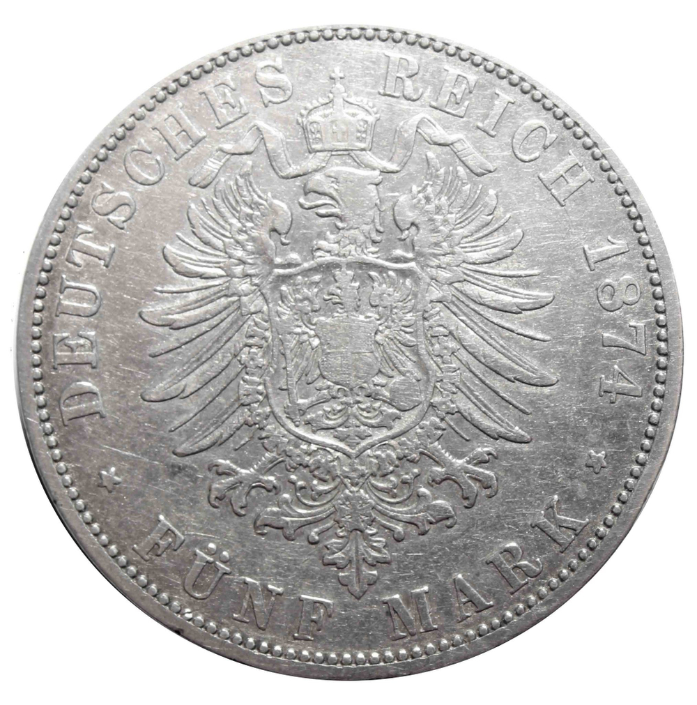 5 марок 1874 год (A) Германия-Пруссия VF