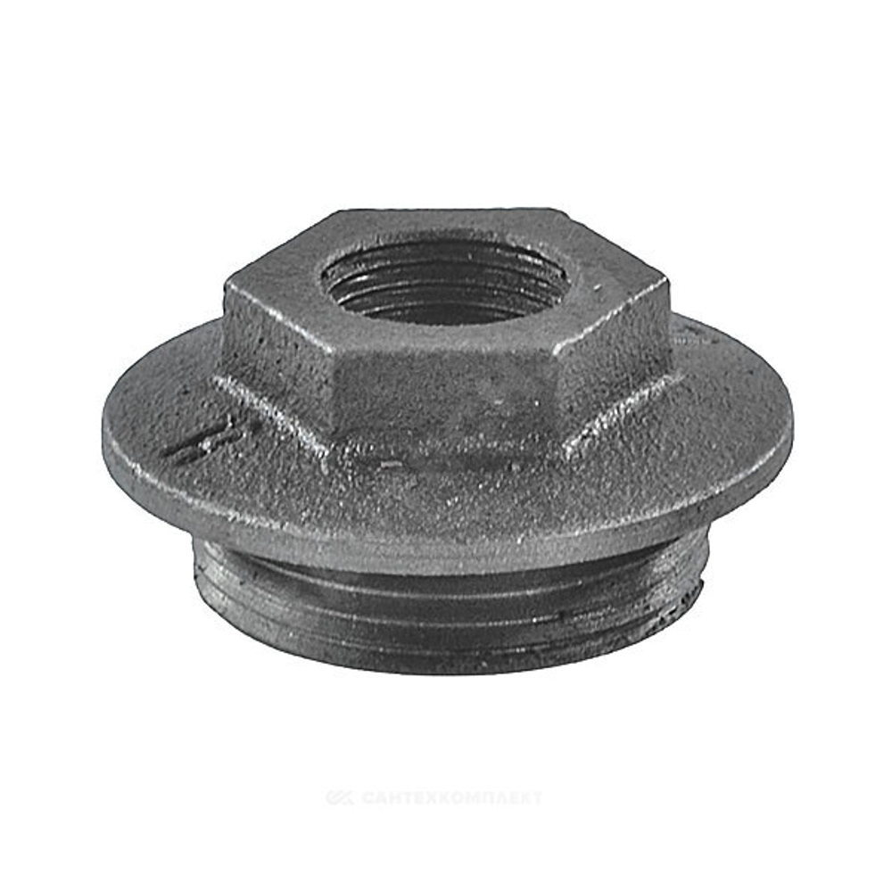 Заглушка (пробка) проходная 1 1/4"x1/2" правая резьба для чугунных радиаторов CRMTCLB