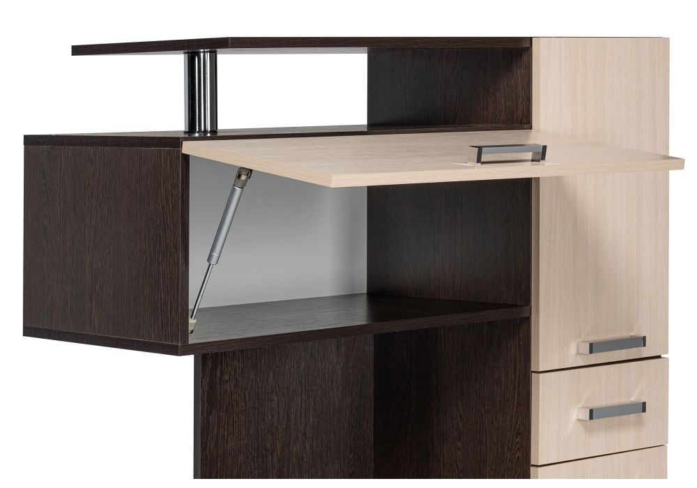Стол компьютерный Джаз-17 левый 130х60х166,8 венге / дуб молочный