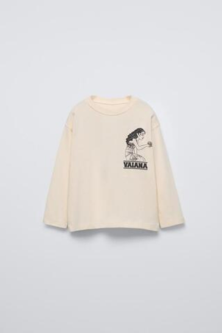 ZARA ЛОНГСЛИВ С РЕЛЬЕФНЫМ ПРИНТОМ VAIANA ©DISNEY, ЭКРЮ