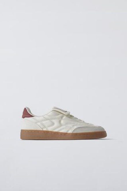 ZARA КРОССОВКИ С ЯЗЫЧКОМ, БЕЛЫЙ