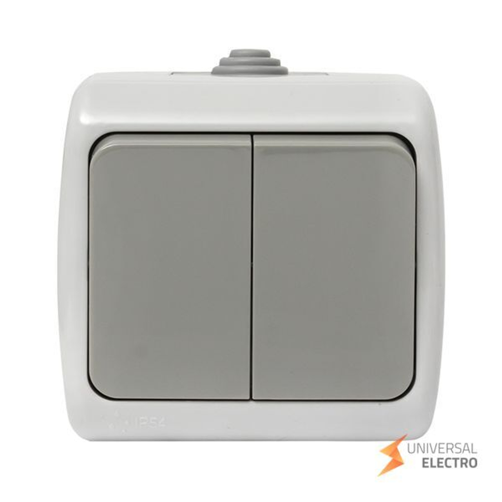 Мурманск Выключатель 2-клавишный 10А IP54 серый EKF