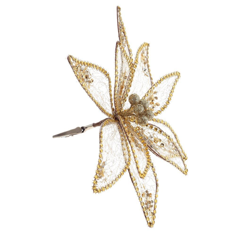 GAEM Цветок искусственный "Пуансеттия" (на клипсе), L23 W23 H12 см