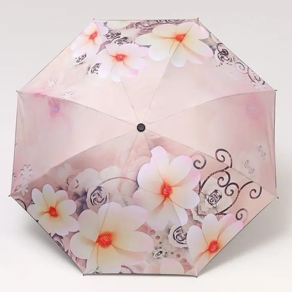 Зонт механический «Розы», ветроустойчивый, 3 сложения, 8 спиц, R = 48 см, рисунок МИКС