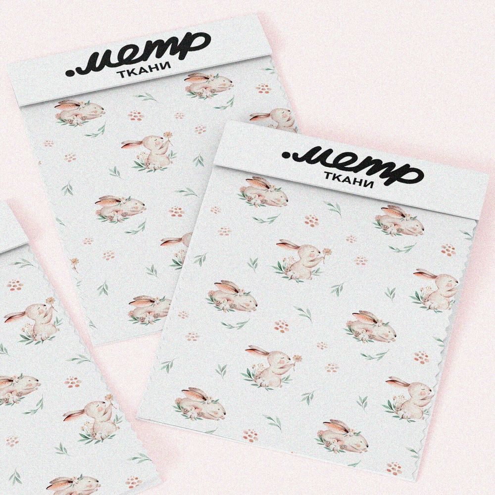 Ткань футер 2-х нитка зайки милые на траве