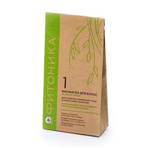 Биомаска на основе талька Фитоника для увлажнения, восстановления упругости и блеска волос 150г