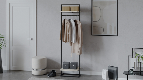 Лофт Вешалка Тип 1 (Черный/Дуб крафт белый) ТриЯ