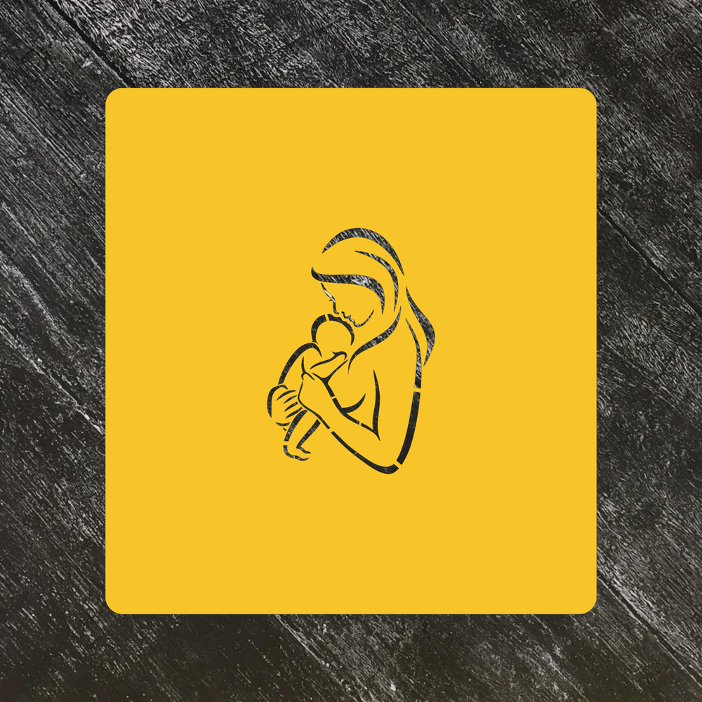 Трафарет мама с ребенком №3