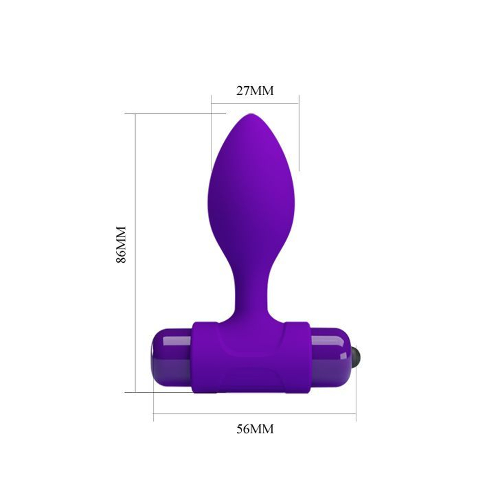 Фиолетовая анальная пробка с мощной вибрацией Vibra - 8,6 см.