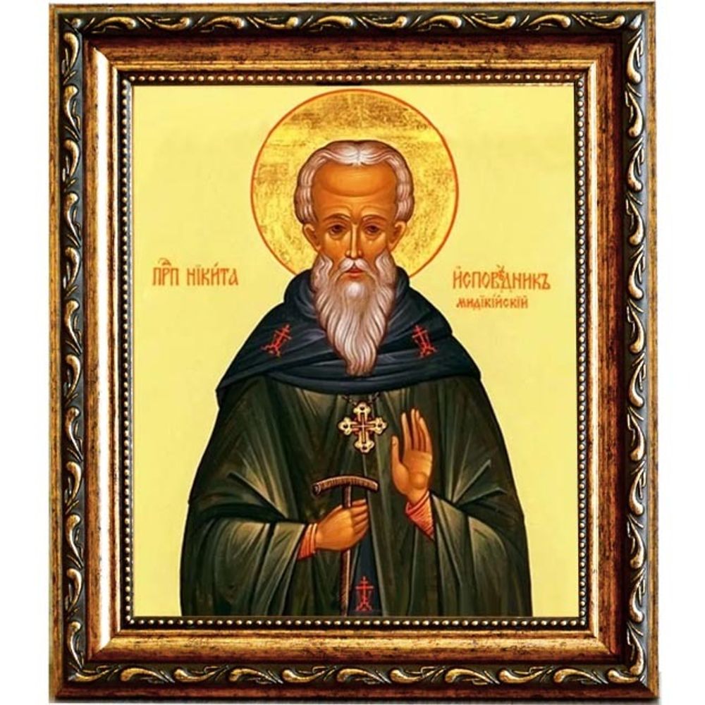 Никита Мидикийский преподобный игумен. Икона на холсте.