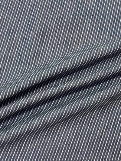 Лен с вискозой синий в белую полоску